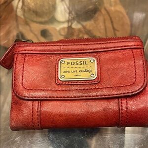 Fossil Emory Red Leather Wallet